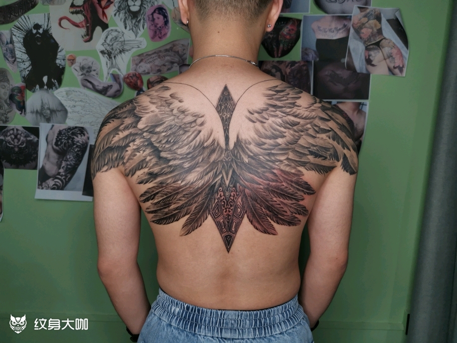 后背翅膀_纹身图案手稿图片_张浩的纹身作品集