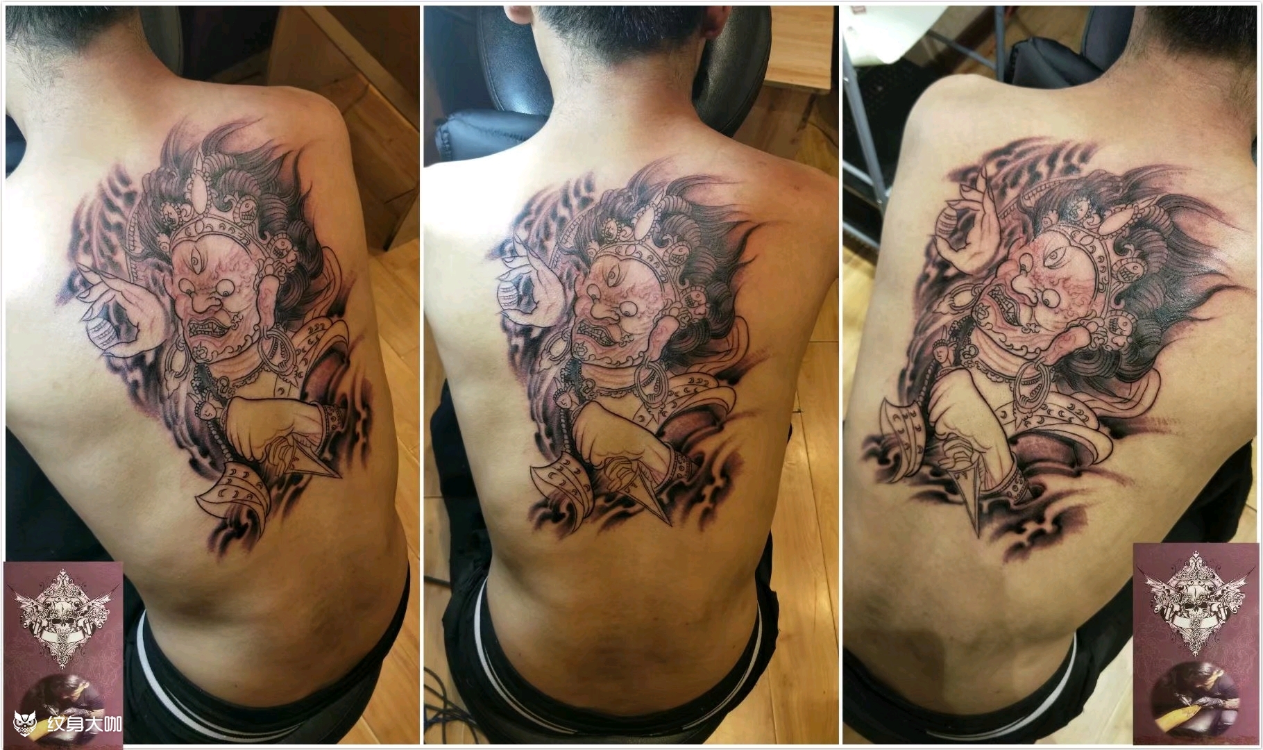 半背传统黑灰大黑天_纹身图案手稿图片_刘家峡金绣堂的纹身作品集