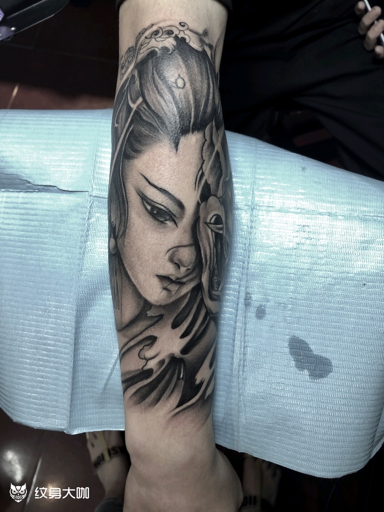 艺伎般若面具_纹身图案手稿图片_逐流的纹身作品集