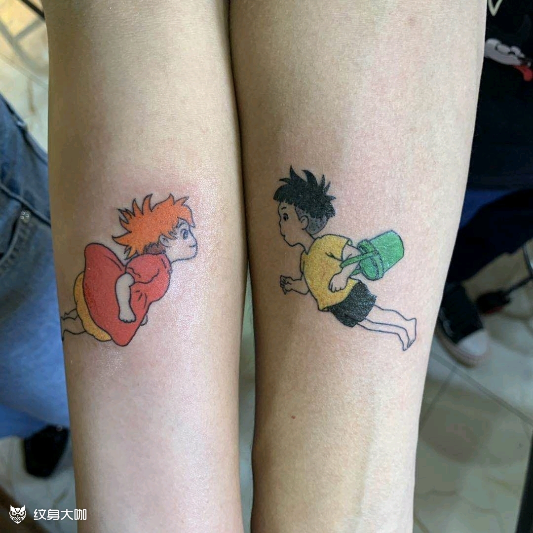 波妞与宗介_纹身图案手稿图片_唐良快的纹身作品集