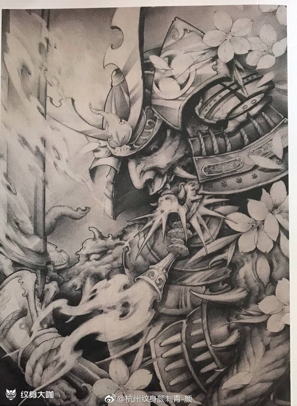 鬼武士_纹身图案手稿图片_吴成军的纹身作品集