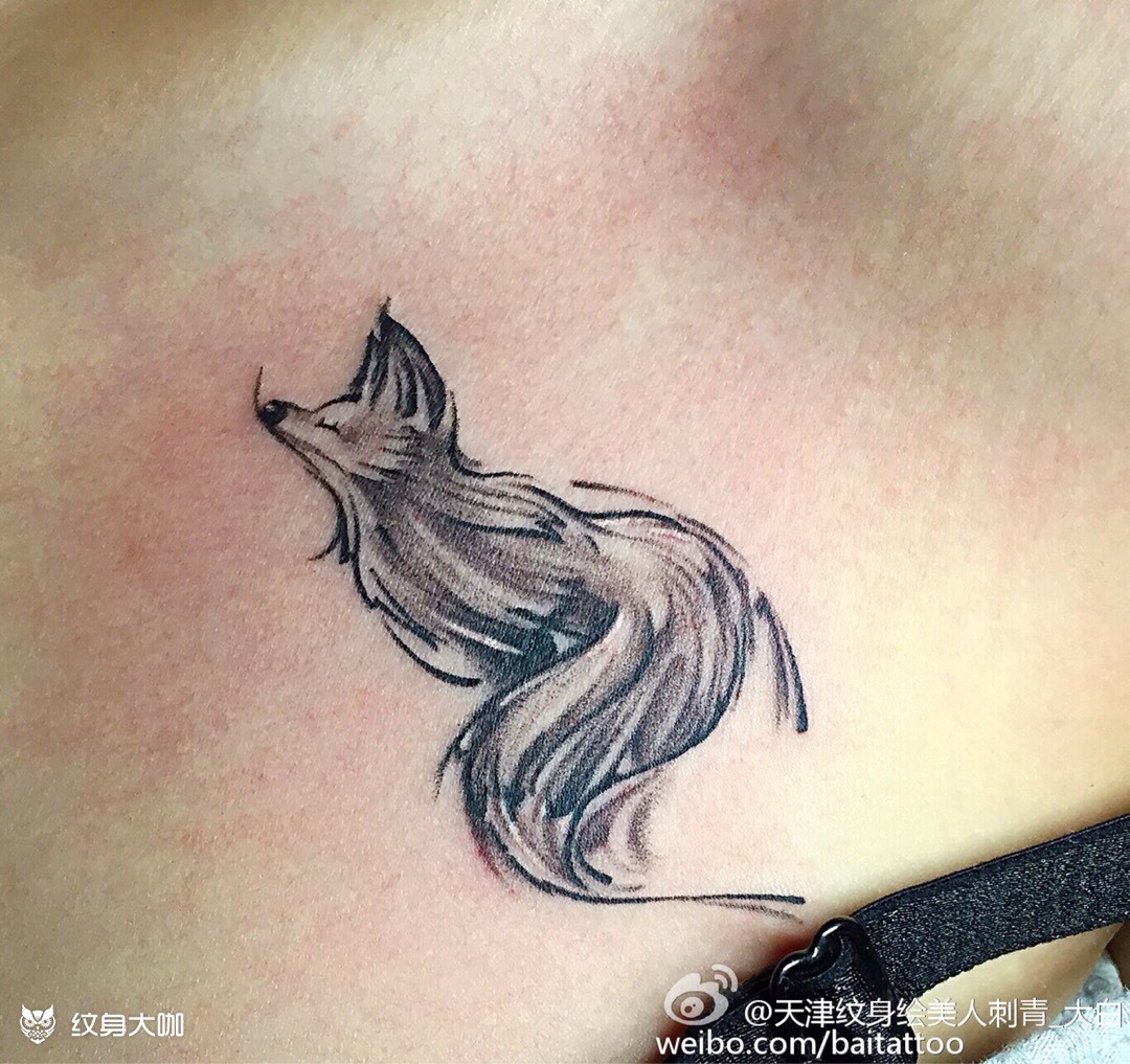 小狐狸_纹身图案手稿图片_白强的纹身作品集