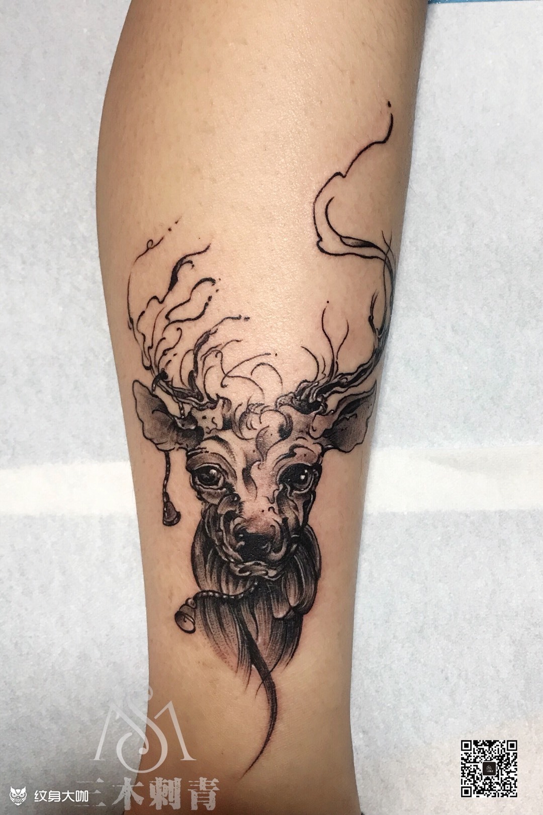 鹿_纹身图案手稿图片_木 木的纹身作品集