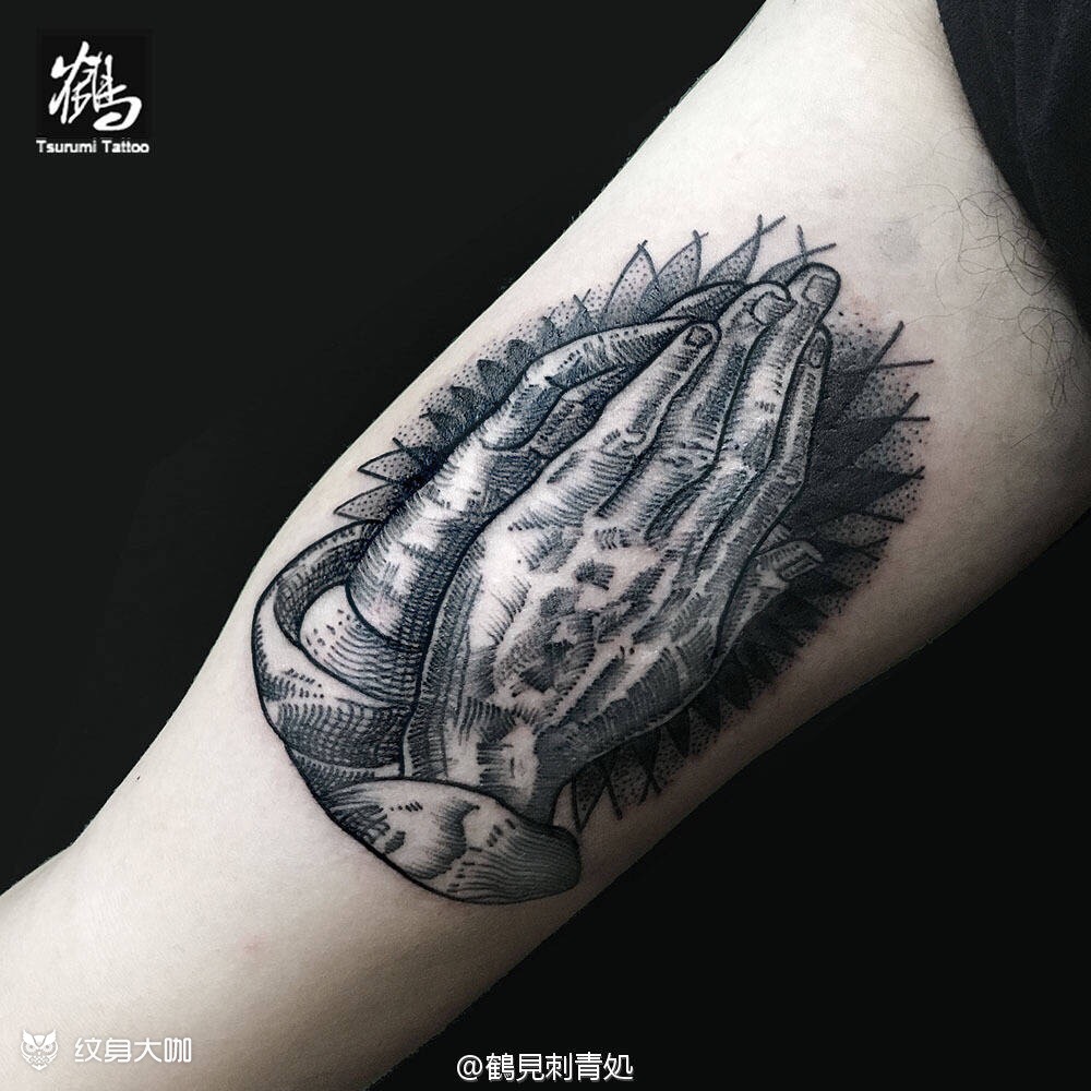 祈祷之手_纹身图案手稿图片_办办的纹身作品集