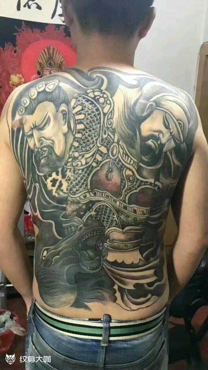 关羽斩华雄_纹身图案手稿图片_刘阳的纹身作品集