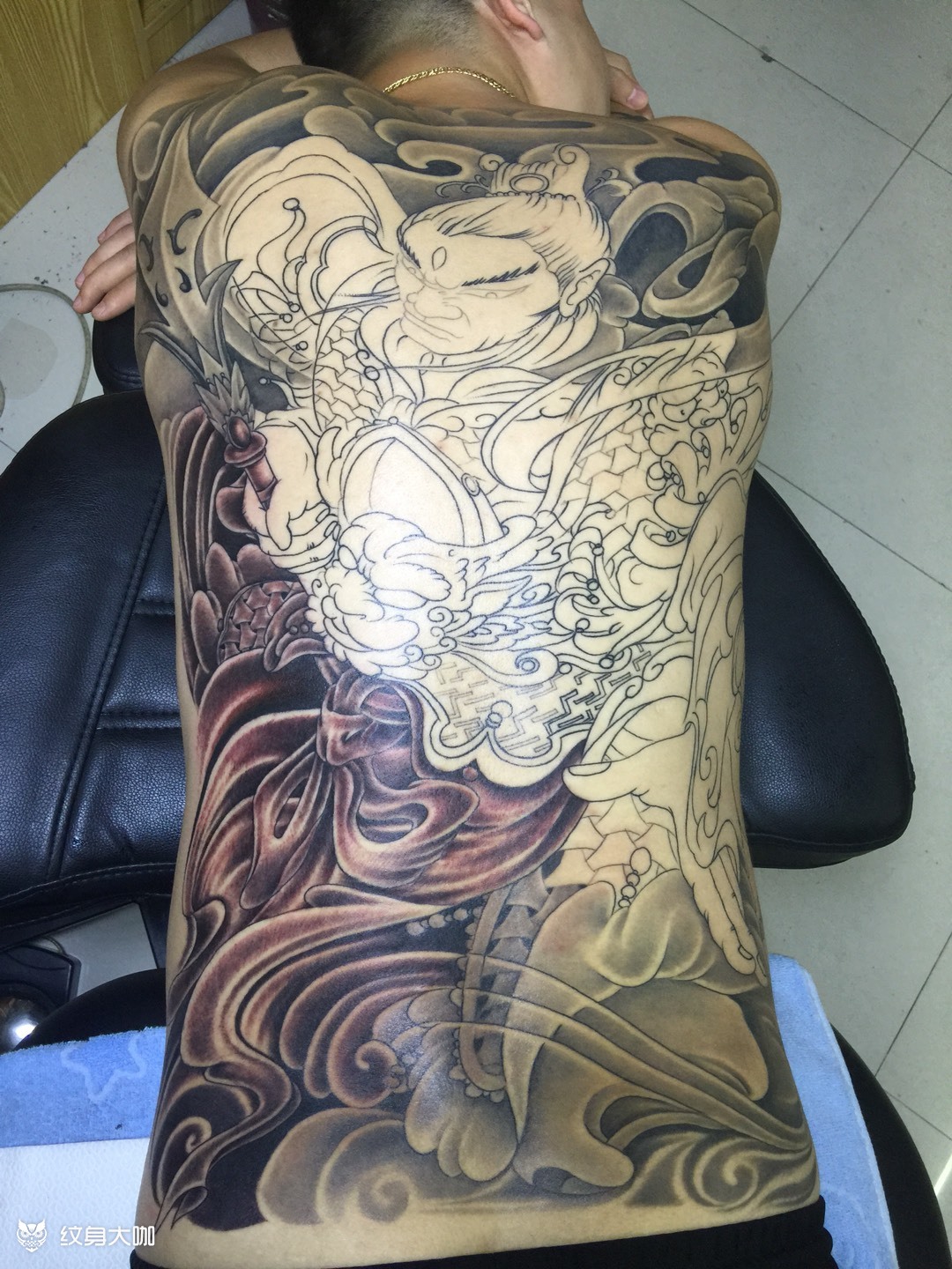 二郎神上色步骤_纹身图案手稿图片_王东的纹身作品集