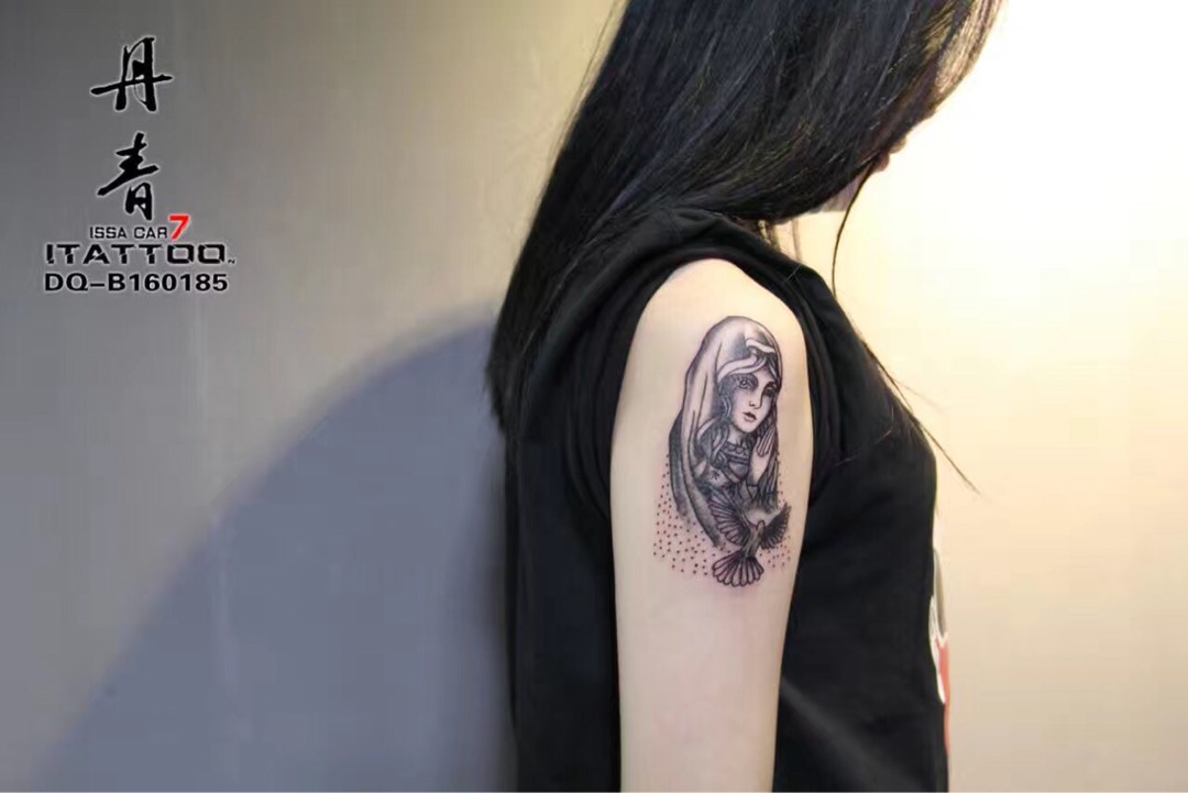 圣母_纹身图案手稿图片_海口丹青的纹身作品集