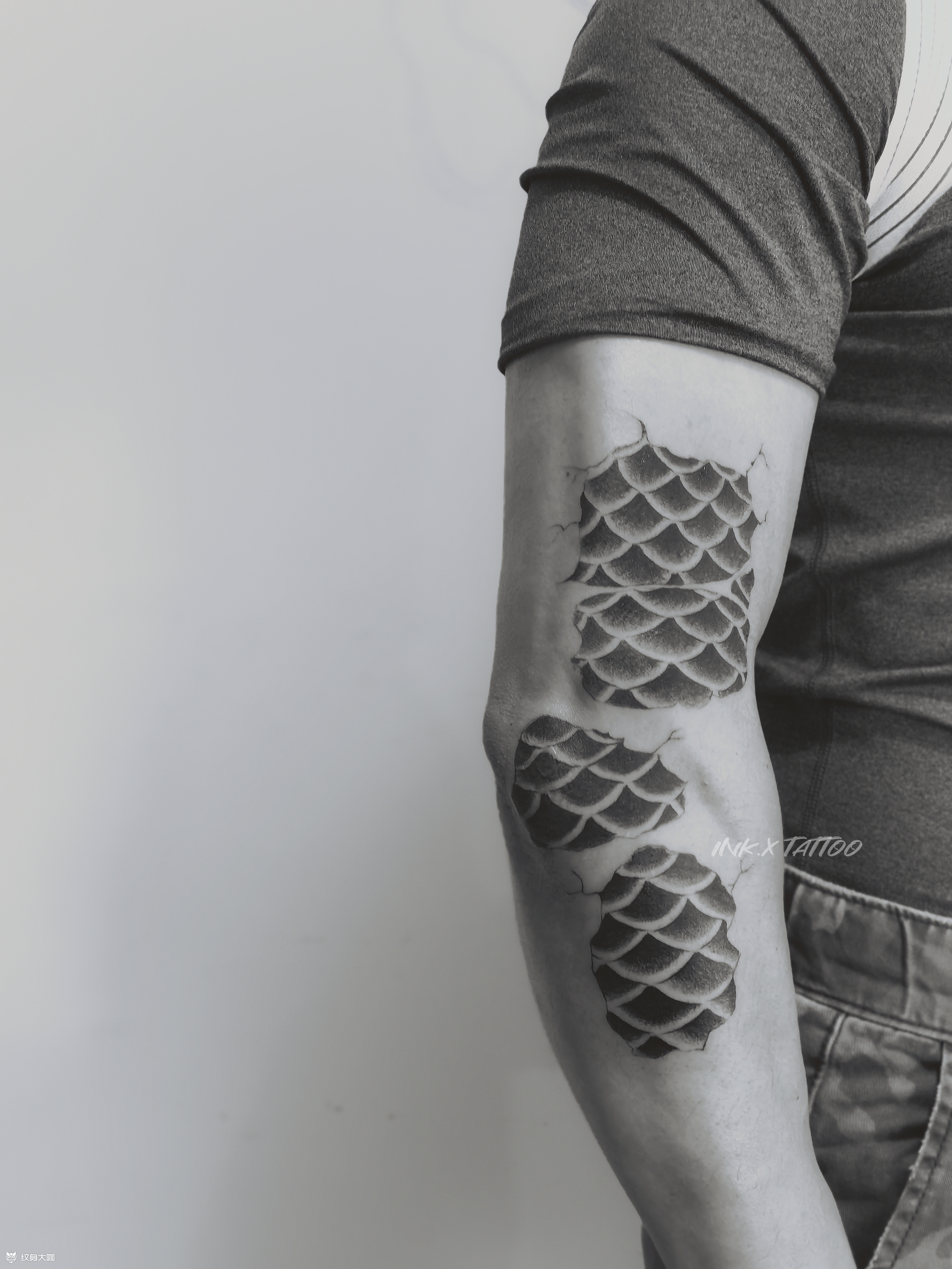 鱼鳞 未完成_纹身图案手稿图片_卜仪的纹身作品集