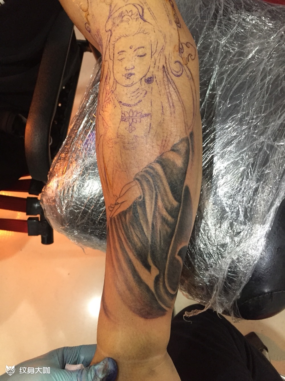 观世音菩萨_纹身图案手稿图片_张有明的纹身作品集