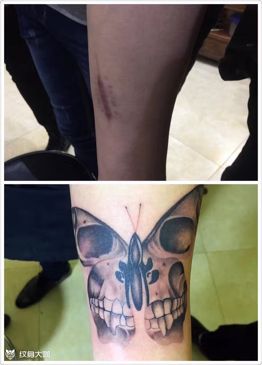 盖疤鬼蝶_纹身图案手稿图片_ sea s的纹身作品集