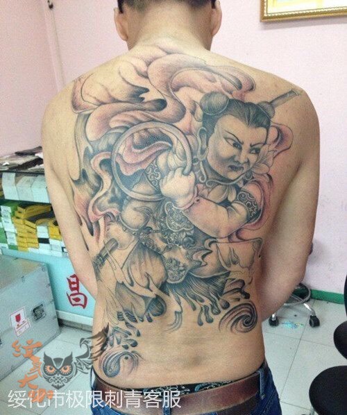 哪吒_纹身图案手稿图片_王龙的纹身作品集