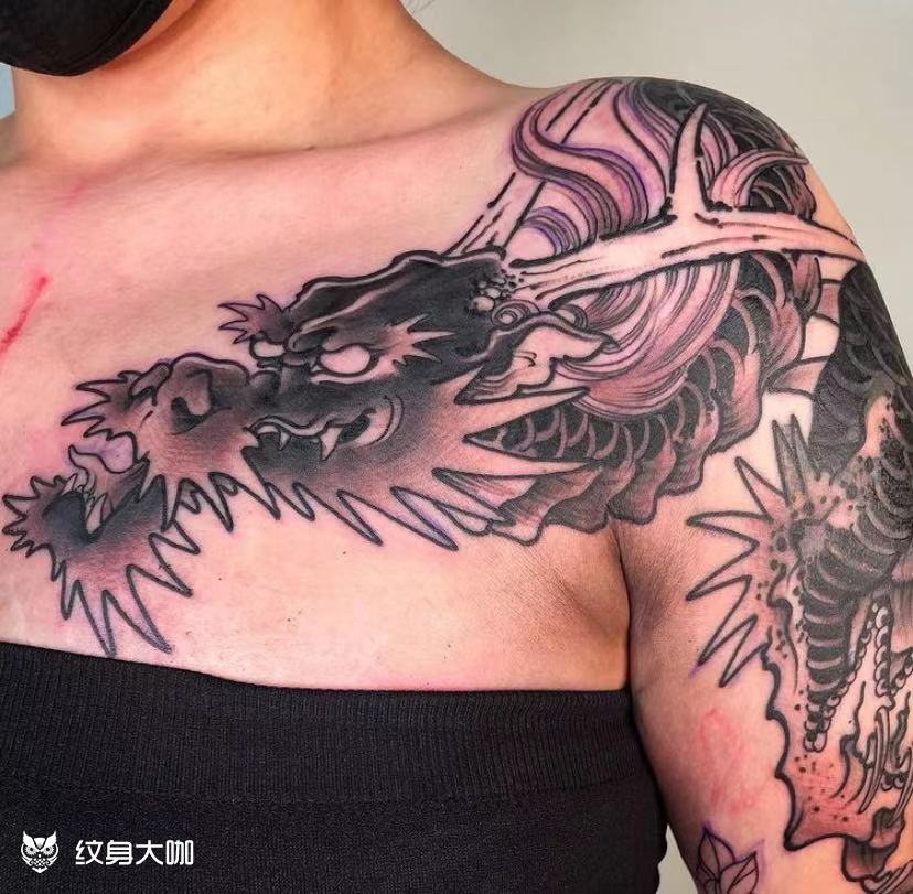 过肩龙_纹身图案手稿图片_王志勇的纹身作品集