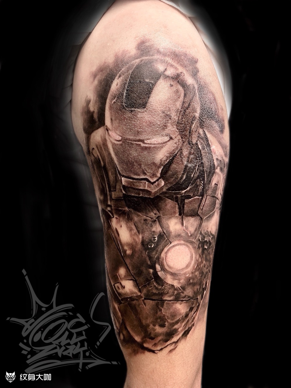 战损钢铁侠_纹身图案手稿图片_六爷的纹身作品集