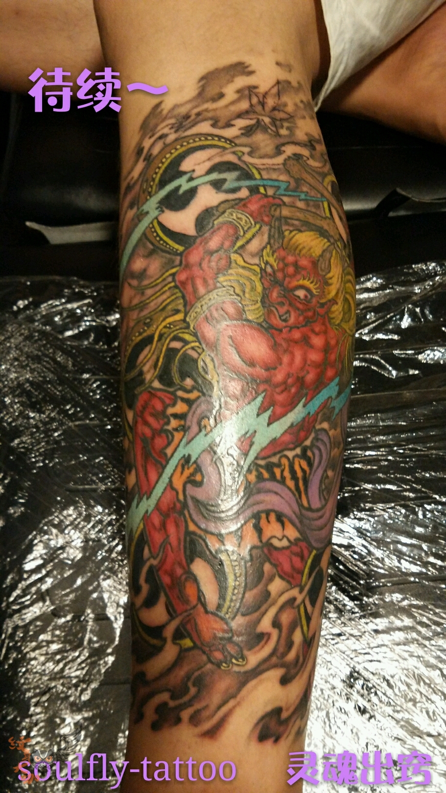 原创新传统雷神_纹身图案手稿图片_丰玮的纹身作品集