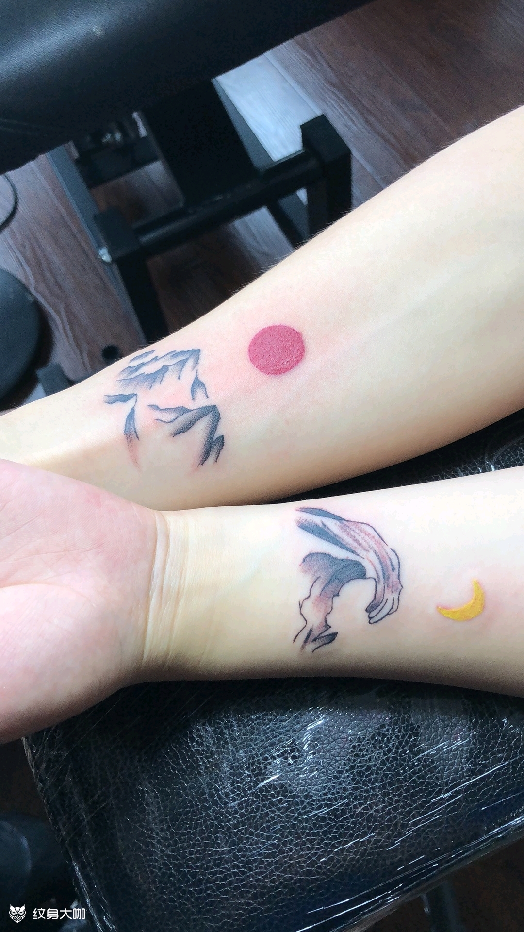 情侣山海_纹身图案手稿图片_阿蛟的纹身作品集