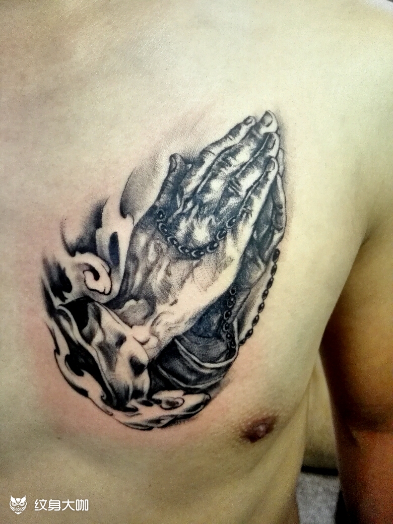 丢勒 祈祷的手 改版_纹身图案手稿图片_小一的纹身作品集