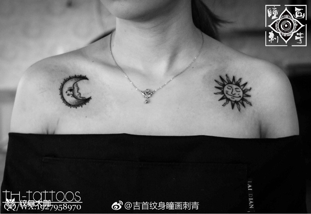 月亮太阳_纹身图案手稿图片_瞳画的纹身作品集