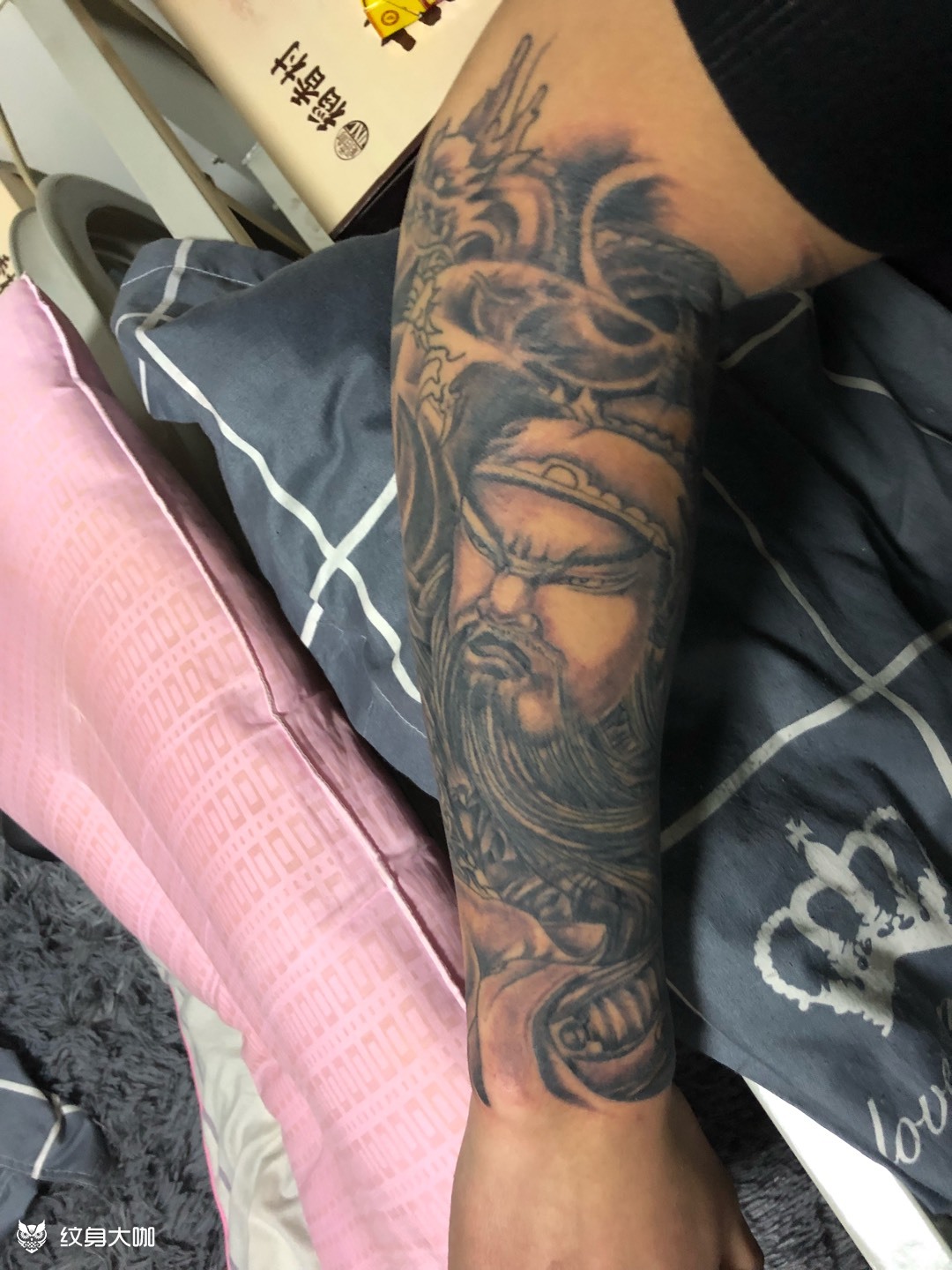 小臂关公纹了一年了 现在想接_纹身吧社区 - 纹身大咖