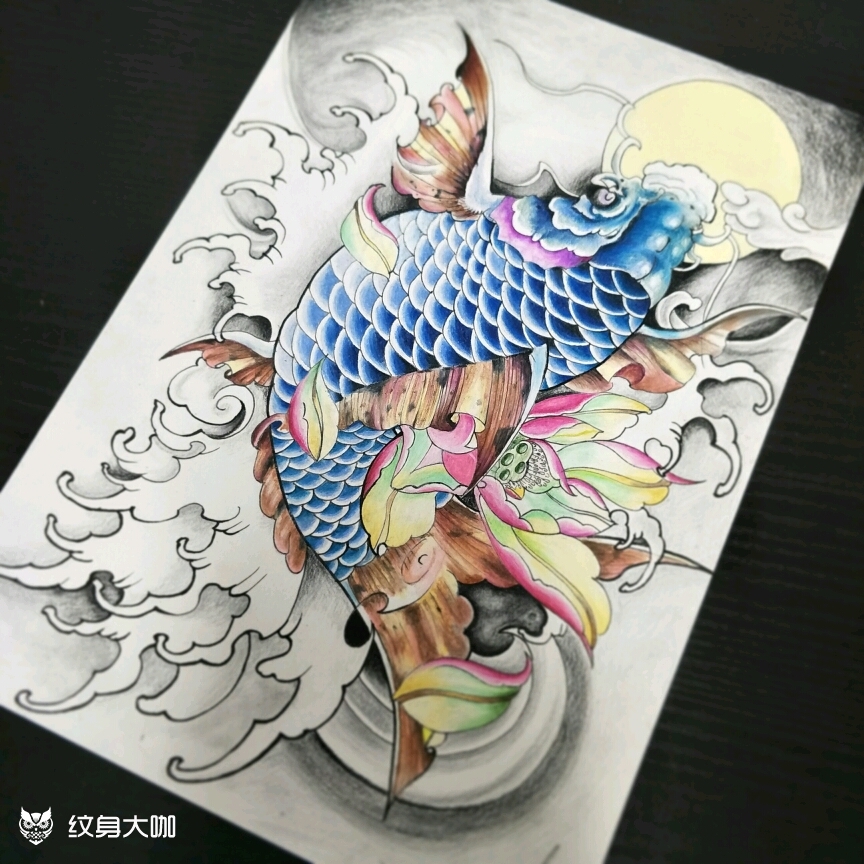 传统鲤鱼手稿_纹身图案手稿图片_5-tattoo的纹身作品集