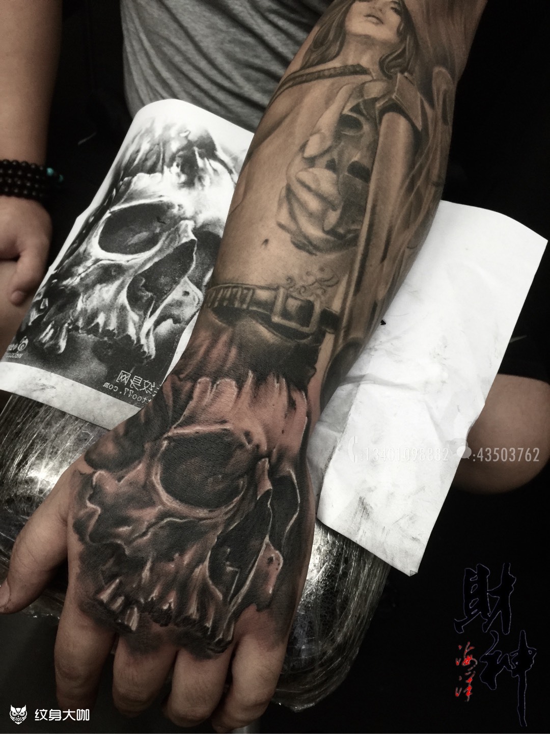 花臂手背_纹身图案手稿图片_海洋的纹身作品集