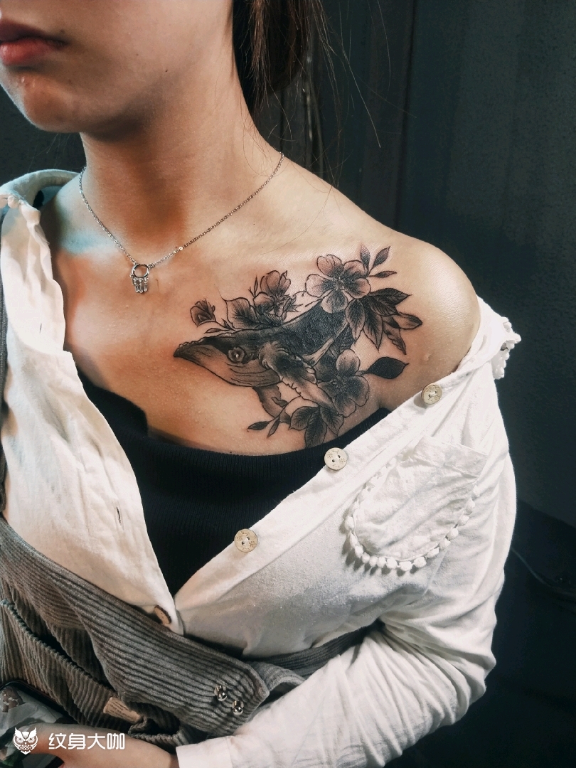 锁骨遮盖_纹身图案手稿图片_ j.的纹身作品集