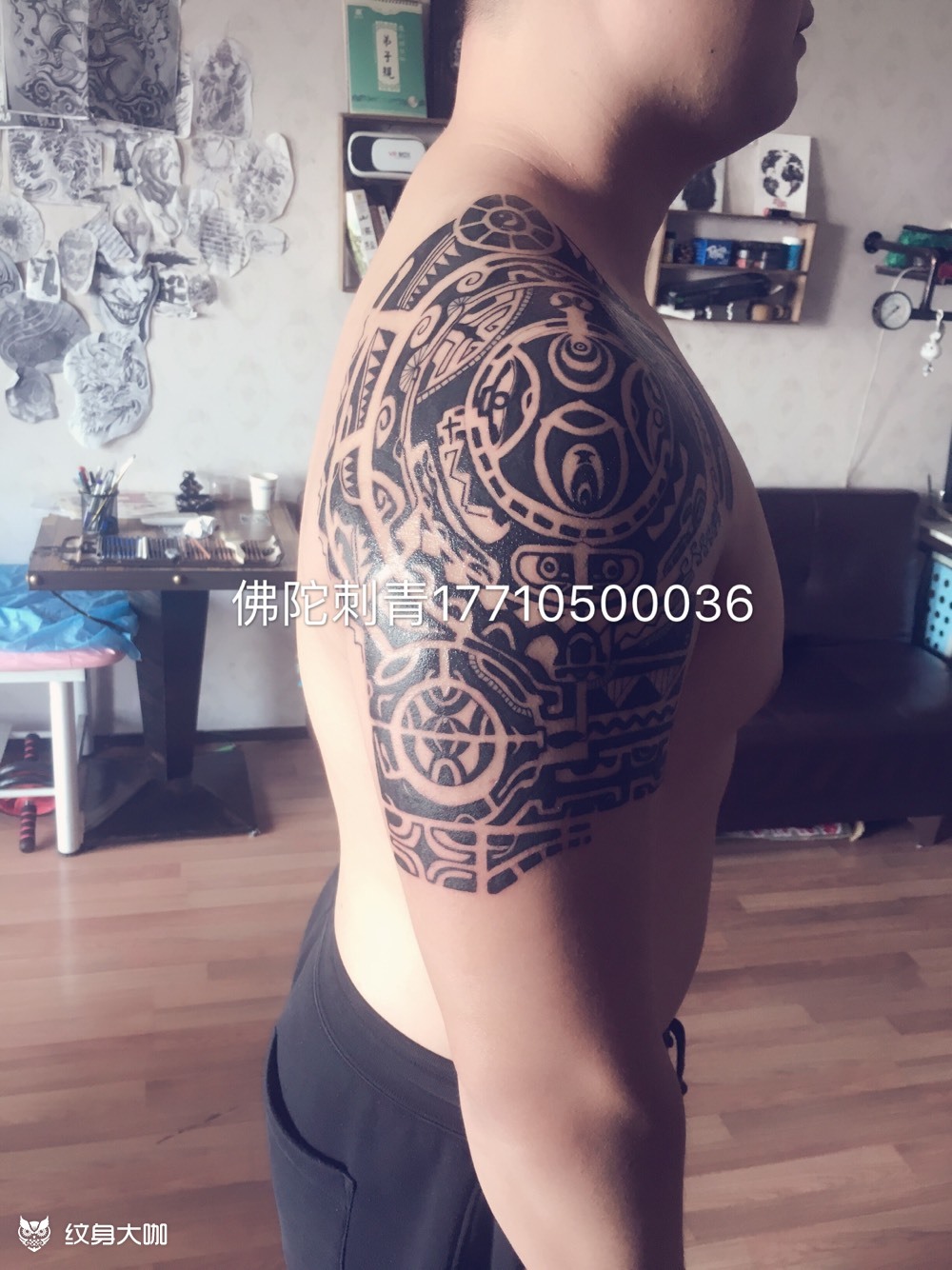 巨石强森半甲_纹身图案手稿图片_佛爷的纹身作品集
