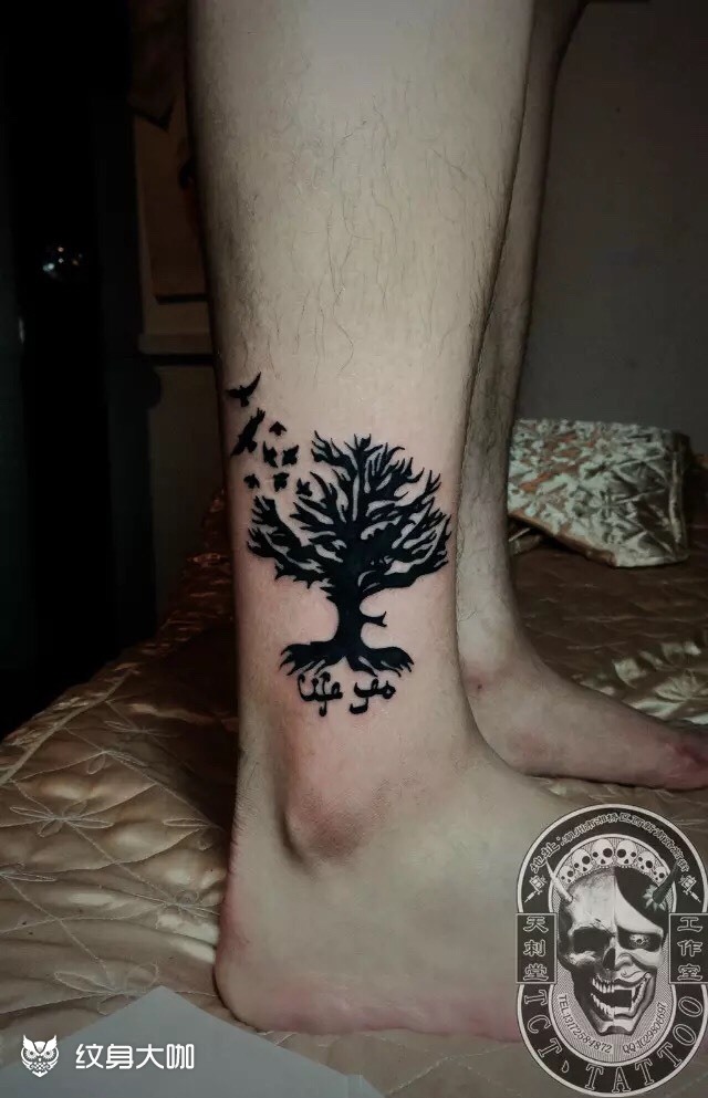 大树纹身图案小腿图片