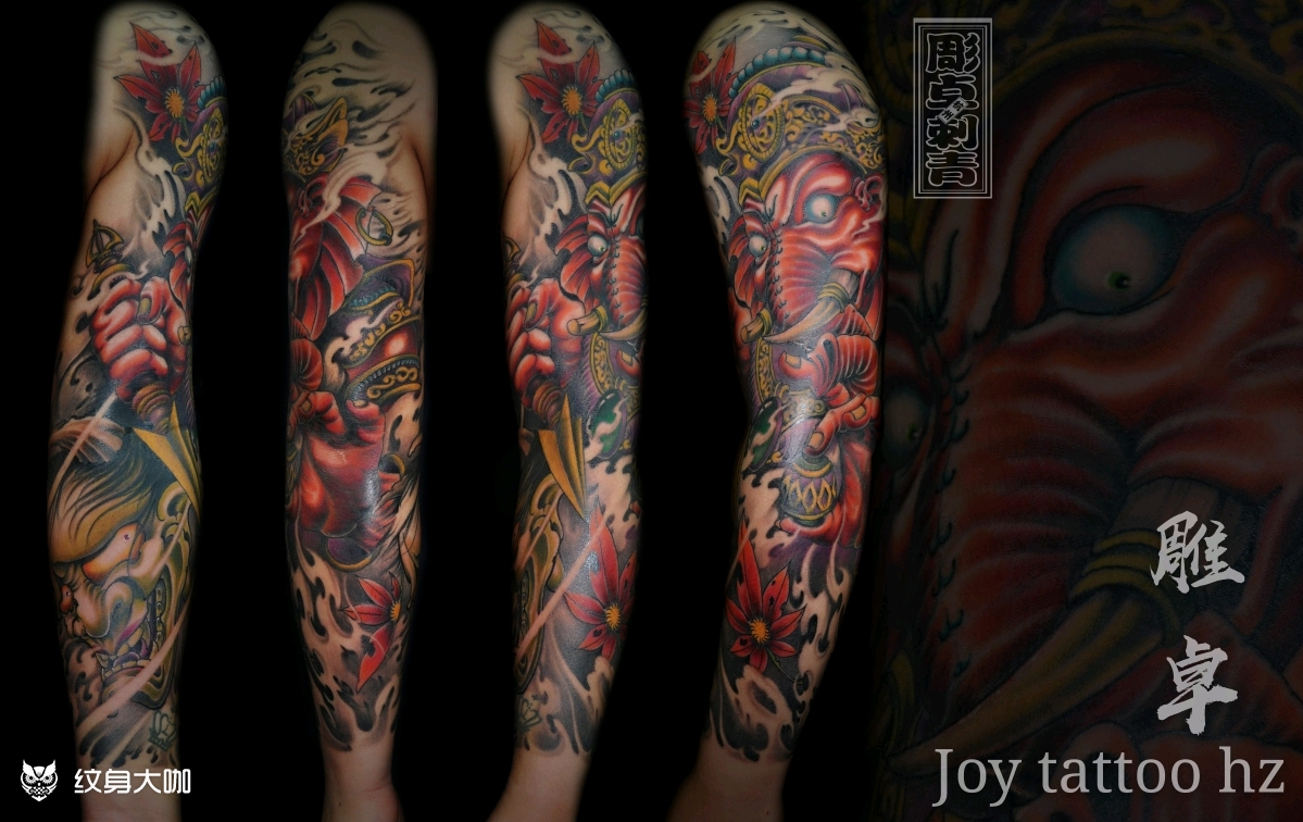 象神般若花臂象神花臂风格:_纹身吧社区 - 纹身大咖