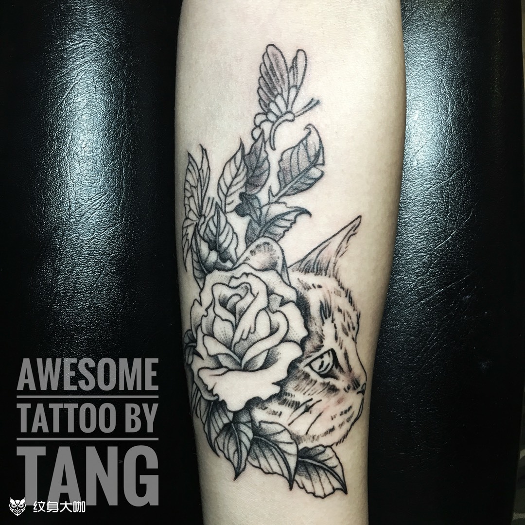 猫花_纹身图案手稿图片_汤汤汤的纹身作品集