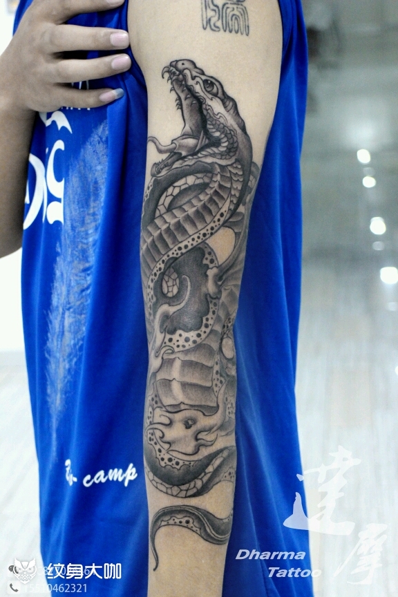 绕臂蛇未完成_纹身图案手稿图片_李永超的纹身作品集