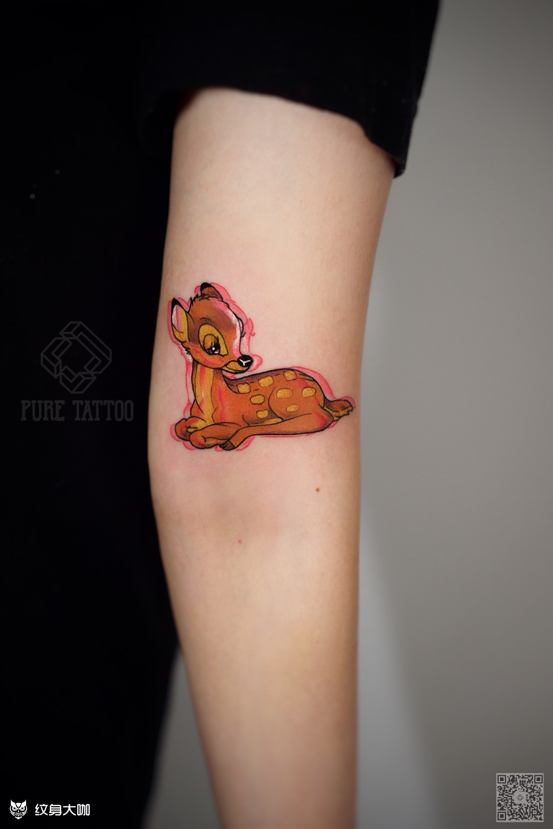 眩晕的小鹿斑比_纹身图案手稿图片_阿橙的纹身作品集