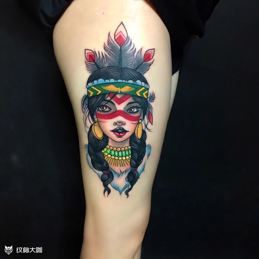 印第安美女_纹身图案手稿图片_超凡的纹身作品集