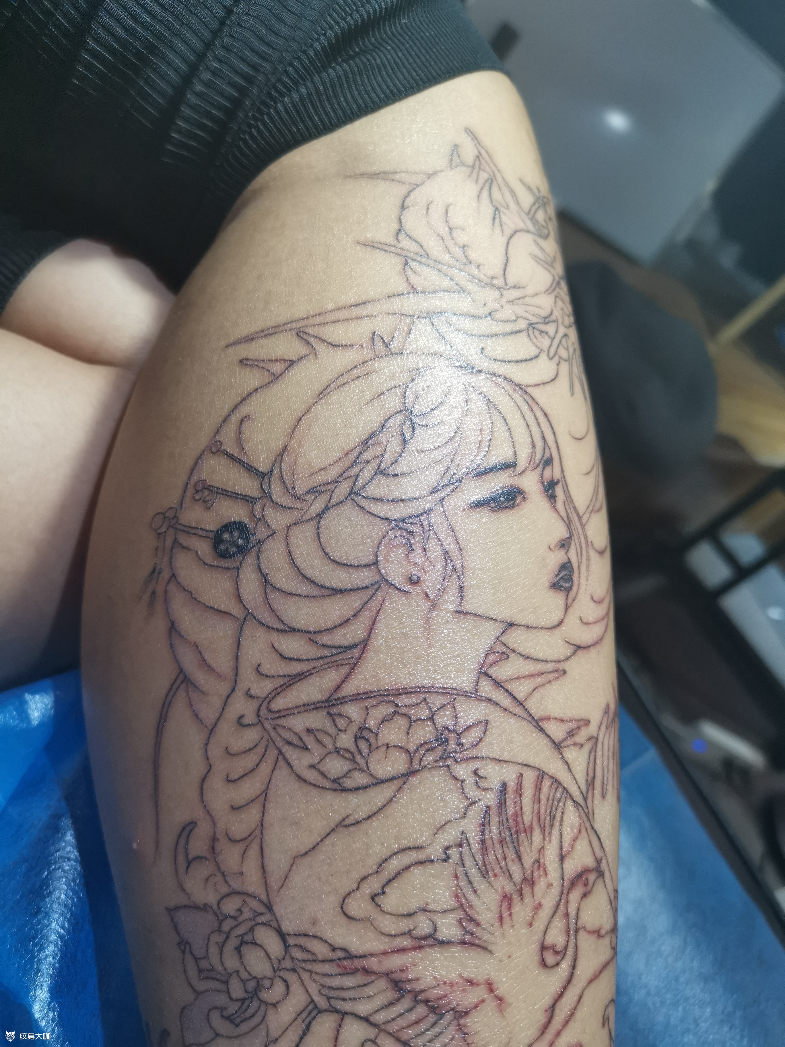 情侣1龙姬线条_纹身图案手稿图片_樊腾的纹身作品集