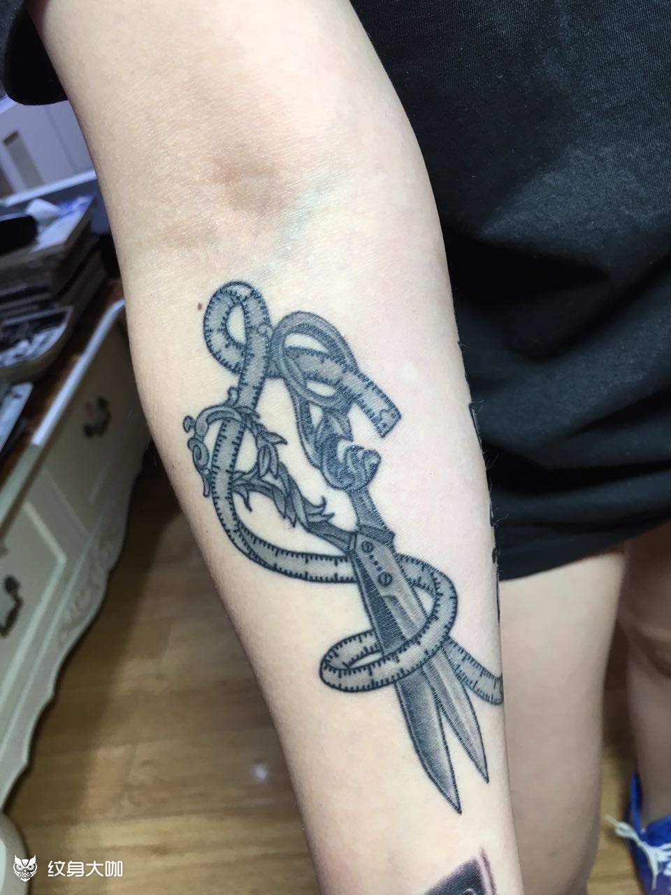 剪刀_纹身图案手稿图片_王东的纹身作品集