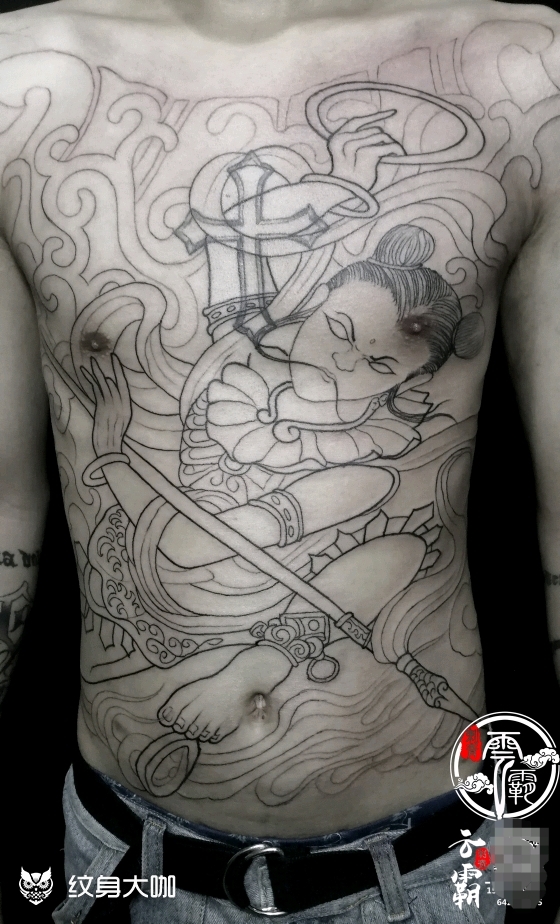 哪吒_纹身图案手稿图片_老谢的纹身作品集