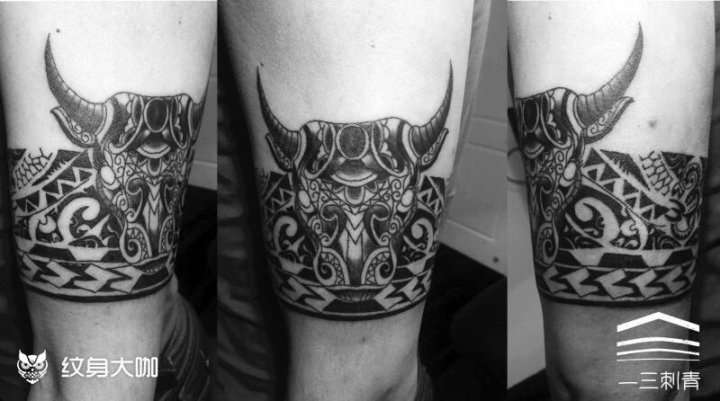 牛头毛利图腾_纹身图案手稿图片_花花的纹身作品集