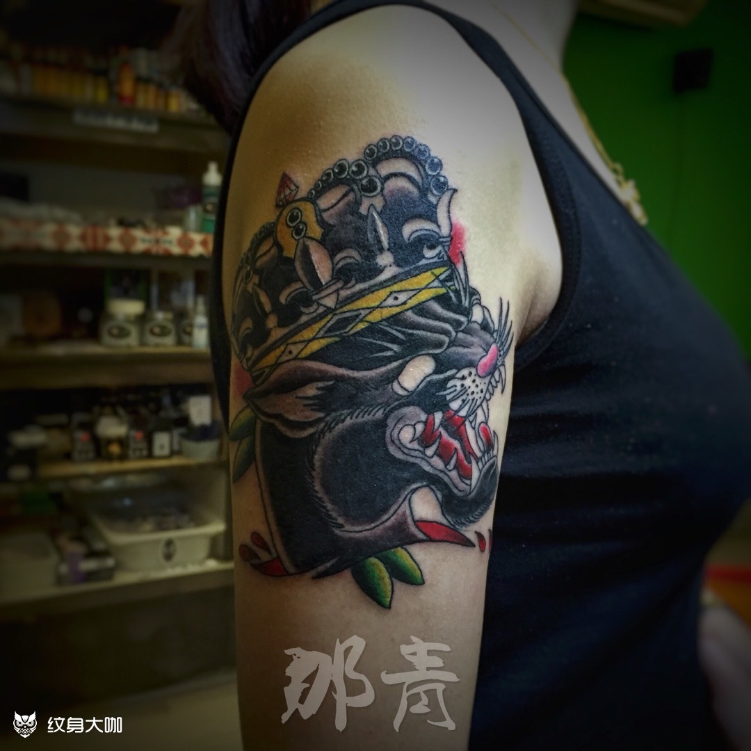 大臂黑豹_纹身图案手稿图片_李咲的纹身作品集