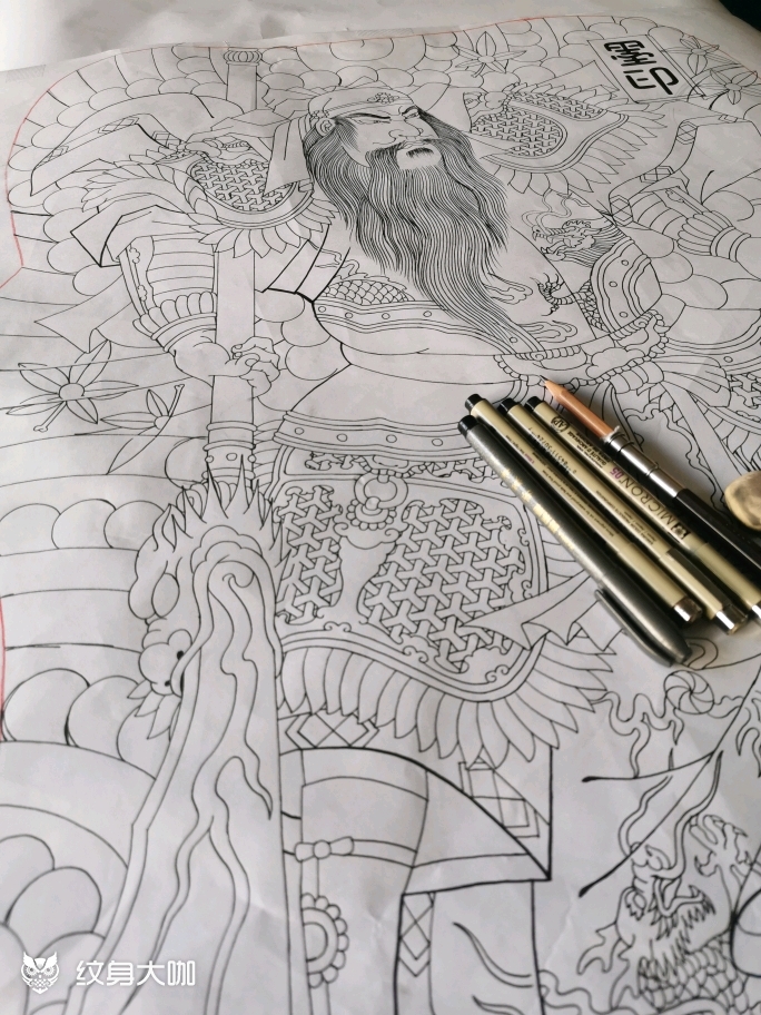 日式设计稿 关羽_纹身图案手稿图片_雕贵的纹身作品集