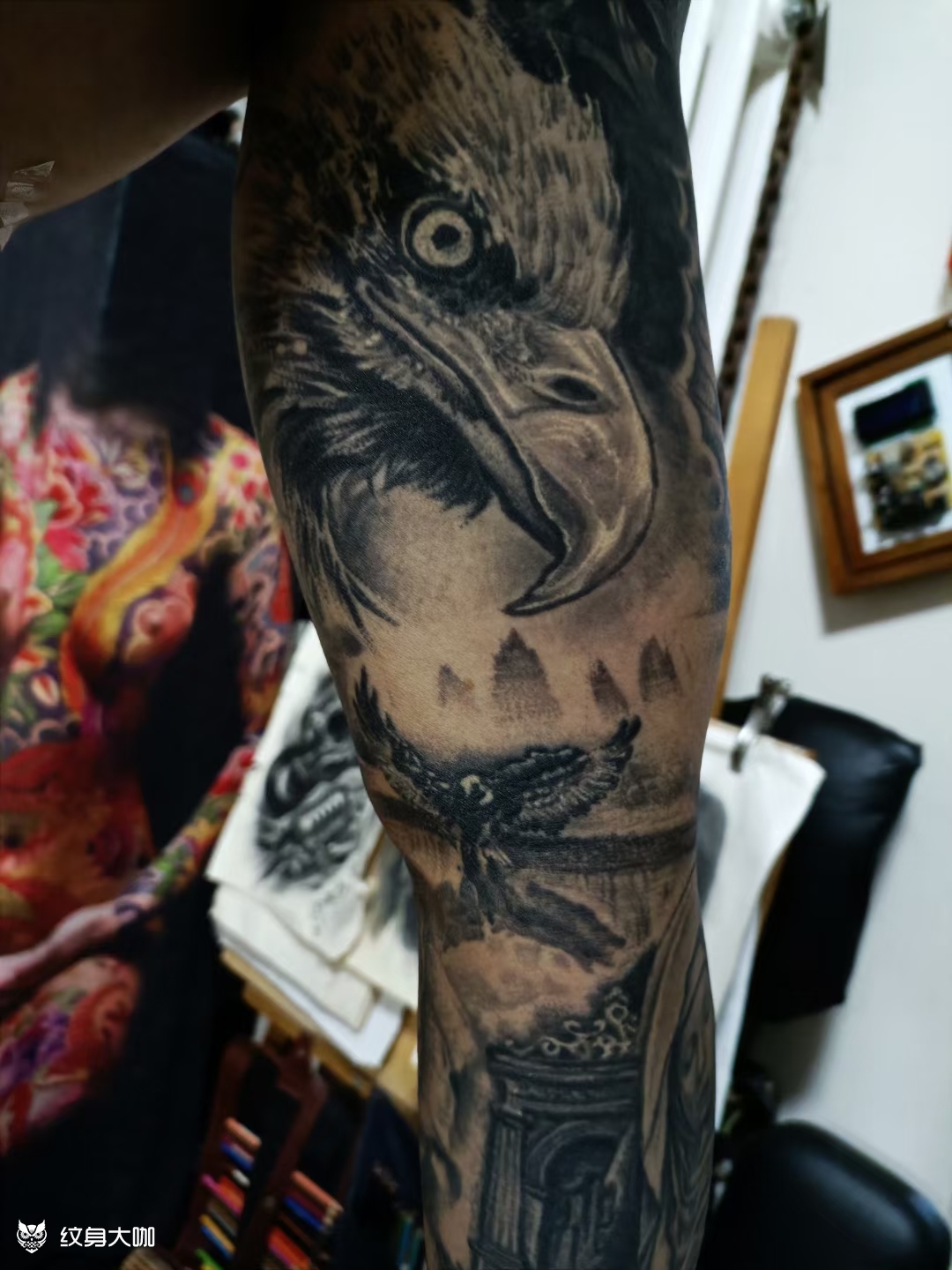 鹰_纹身图案手稿图片_子长的纹身作品集