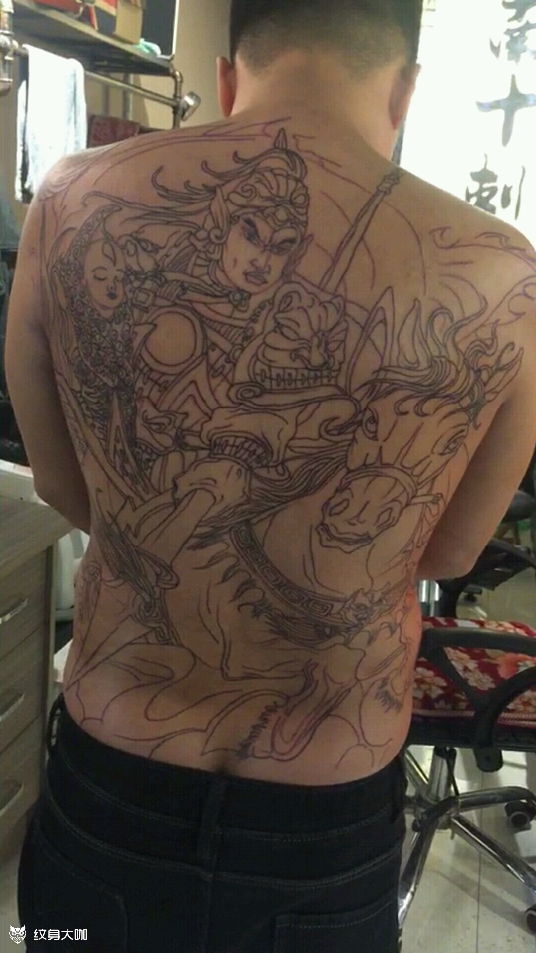 赵子龙单骑救阿斗线条_纹身图案手稿图片_赵长雨的纹身作品集