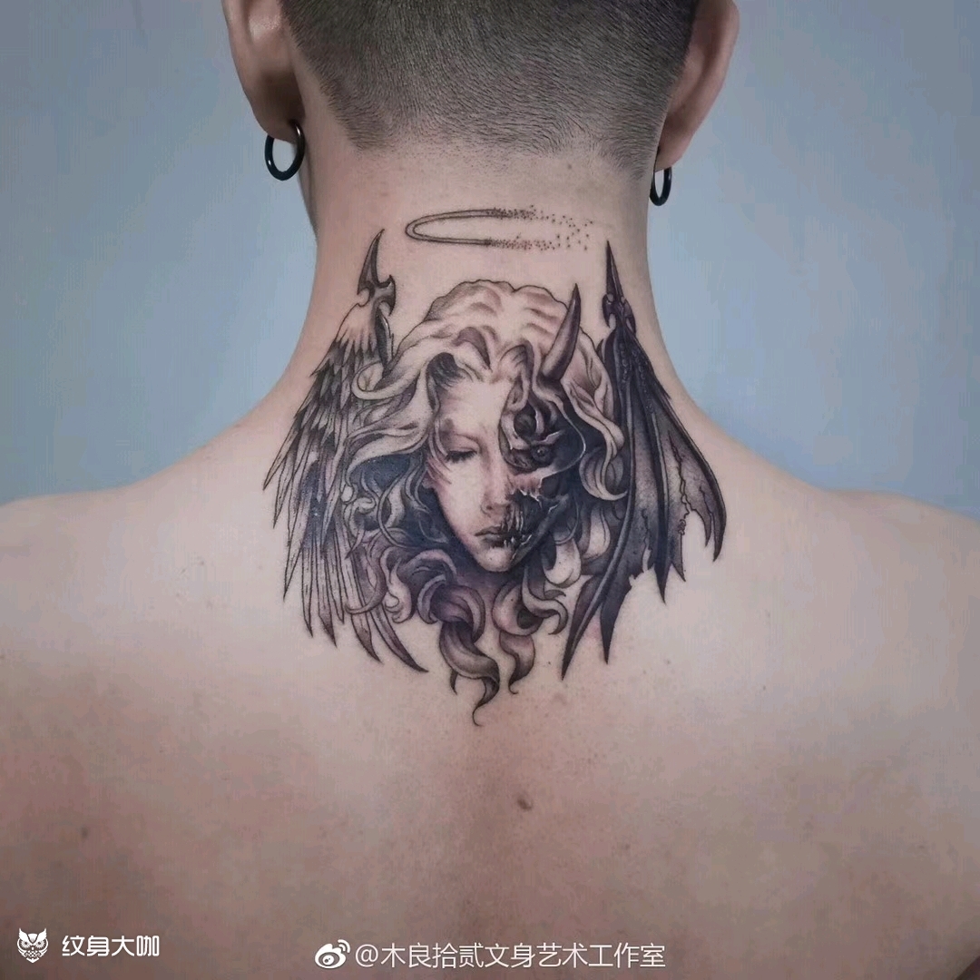 天使恶魔_纹身图案手稿图片_丰兄的纹身作品集
