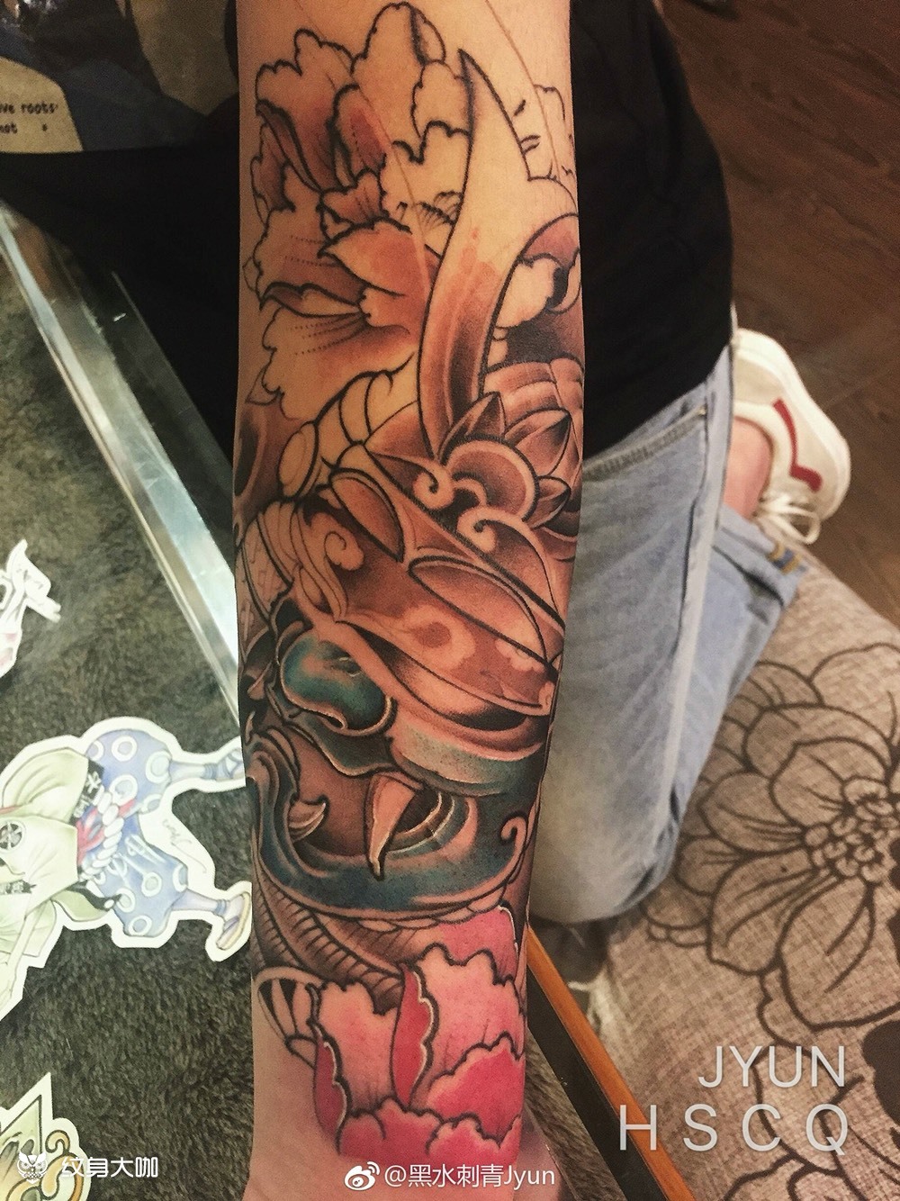 新传统重彩花臂局部_纹身图案手稿图片_季赟的纹身作品集
