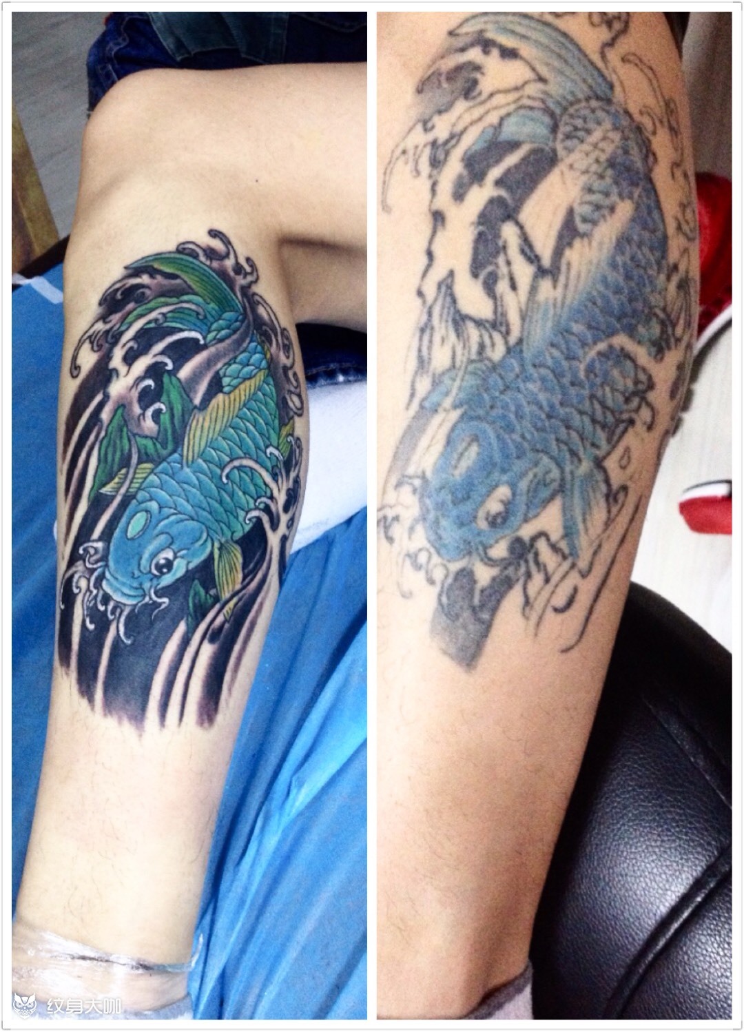 小腿鱼修改上色_纹身图案手稿图片_丫丫的纹身作品集