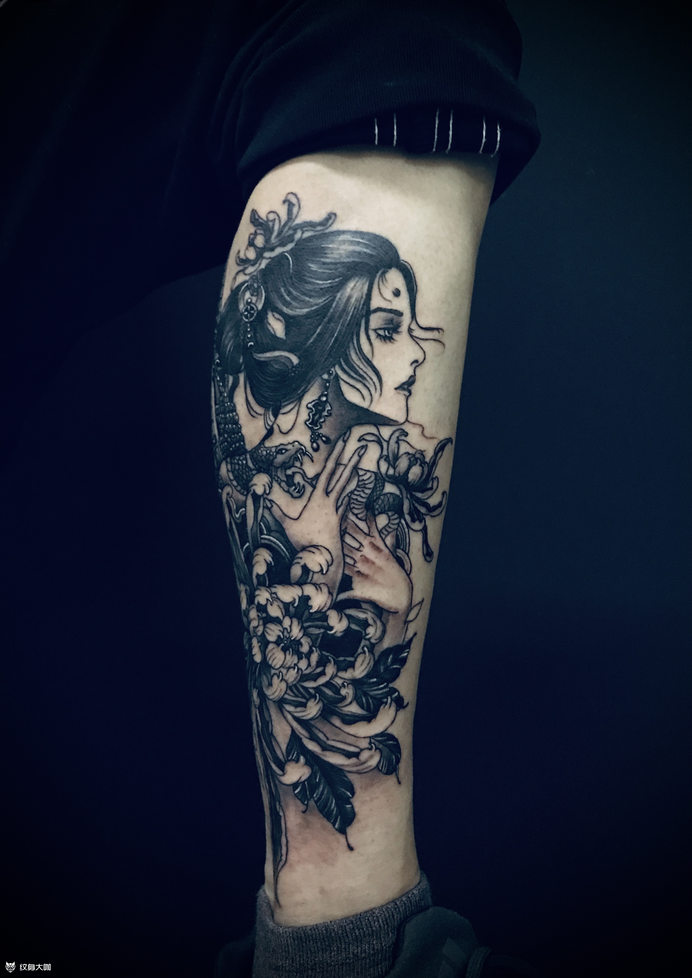 小腿艺伎_纹身图案手稿图片_付伟的纹身作品集