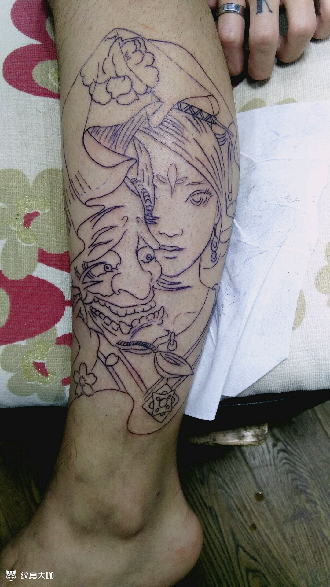小腿艺妓_纹身图案手稿图片_小霖的纹身作品集