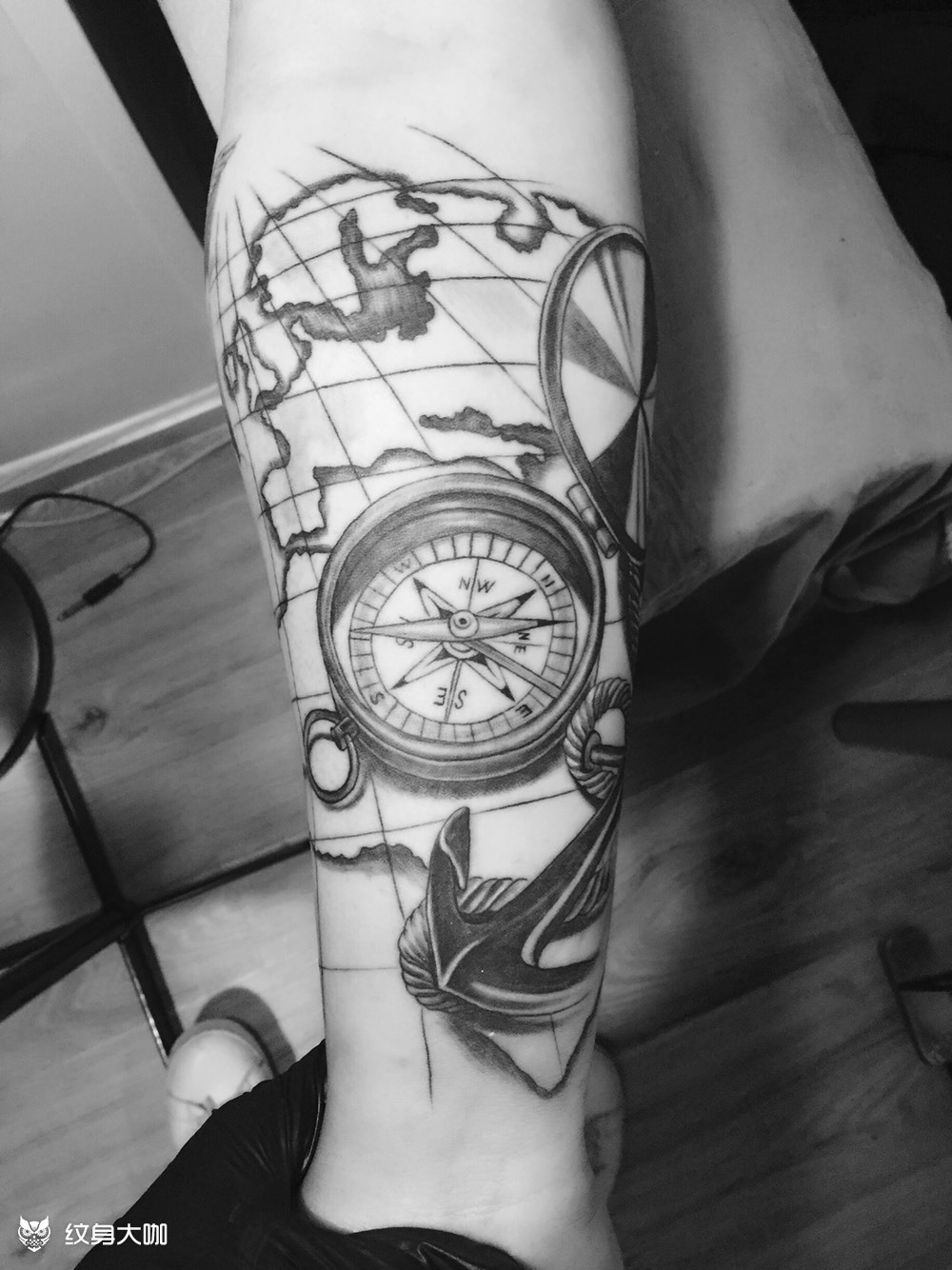 罗盘_纹身图案手稿图片_敬敬的纹身作品集