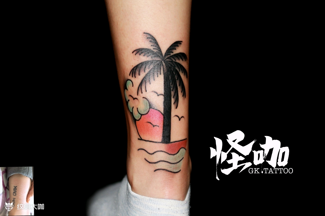 old school椰树_纹身图案手稿图片_武汉怪咖的纹身作品集