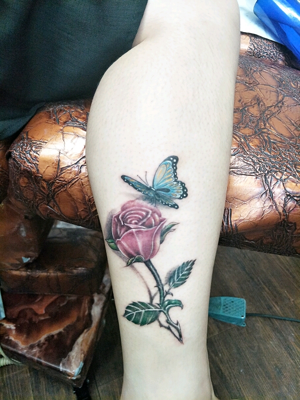 蝴蝶花_纹身图案手稿图片_东莞唐龙的纹身作品集