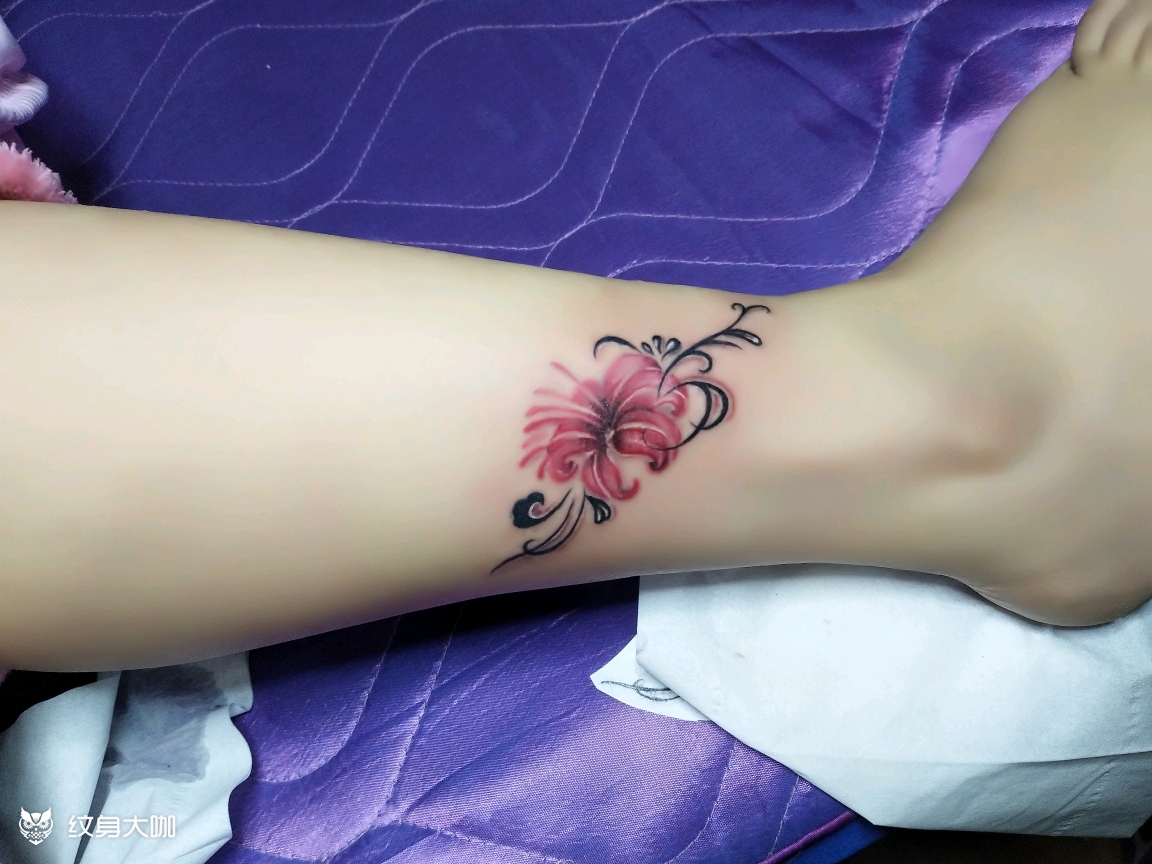 脚踝彼岸花_纹身图案手稿图片_陈建涛的纹身作品集