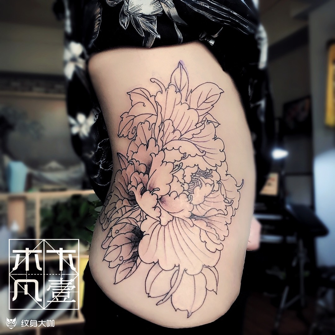 牡丹_纹身图案手稿图片_fyattoo的纹身作品集